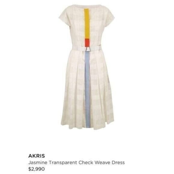 AKRIS Jasmine Transparent Check Weave Dress Size S/XS 4-2, 36 NEW - Picture 2 of 14